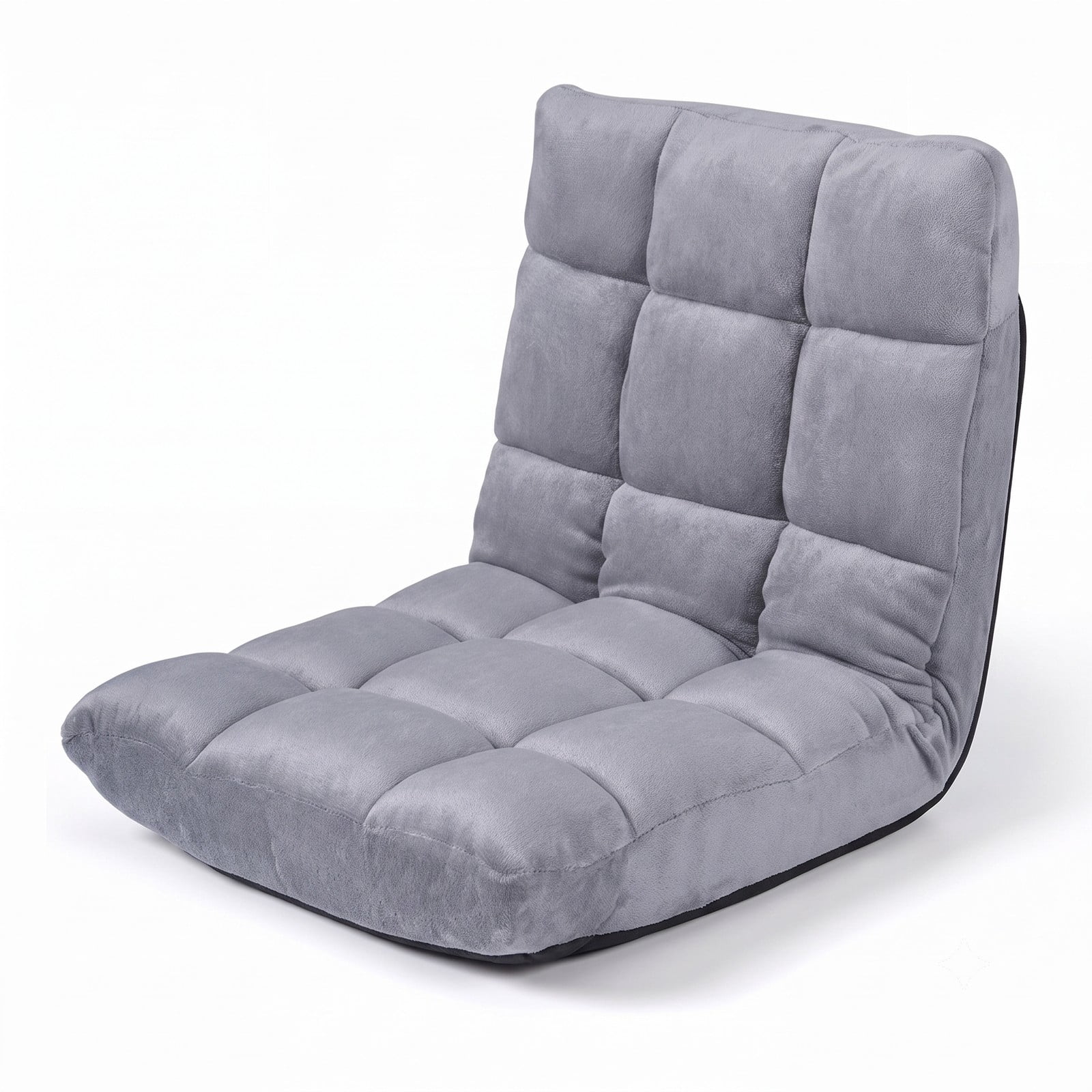 Furnibear 14-Position Adjustable Cushioned Floor Chair, Padded Folding Lazy Sofa Gaming Chair with Steel Frame Back Support for Living Room Bedroom Reading, Light Gray