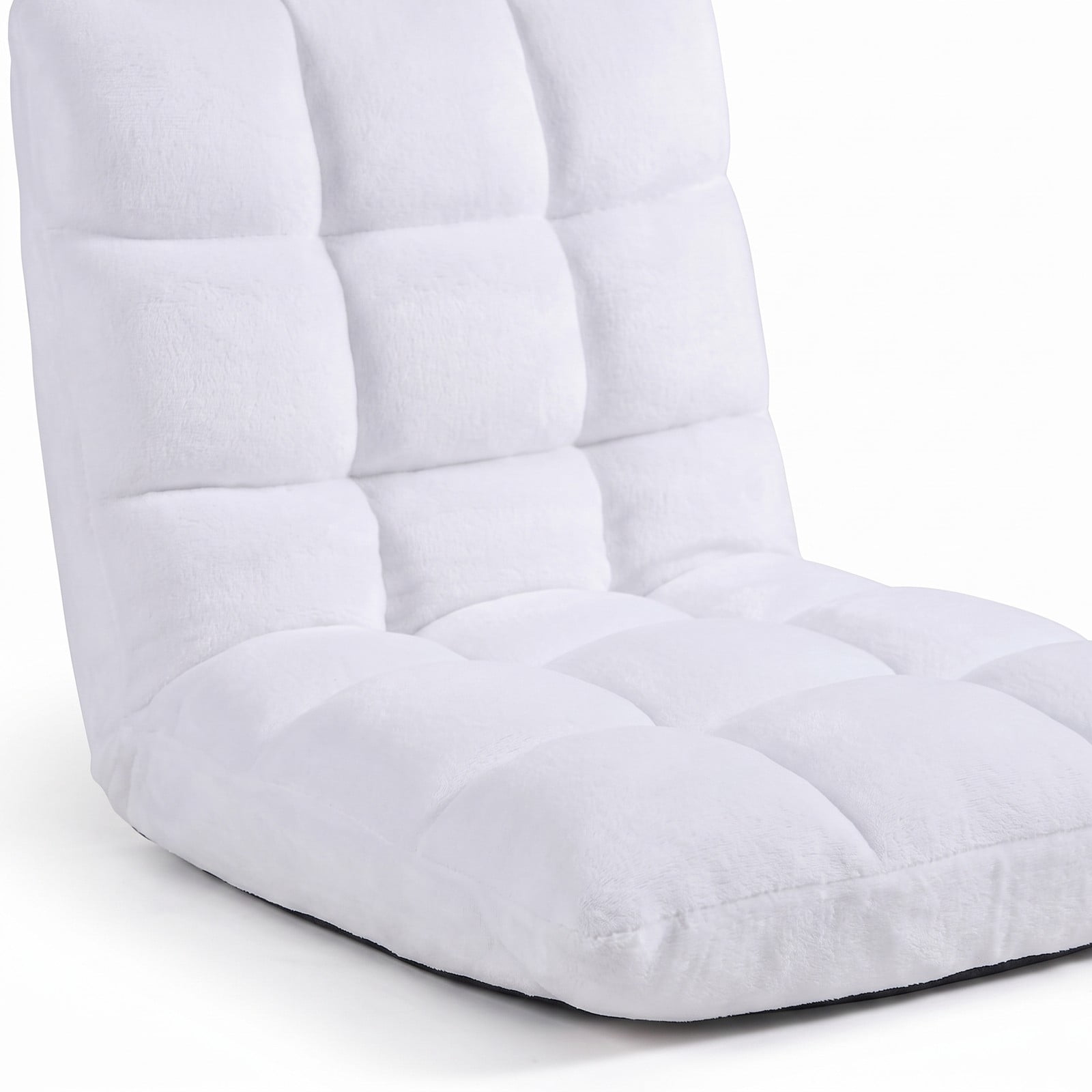 Furnibear 14-Position Adjustable Cushioned Floor Chair, Padded Folding Lazy Sofa Gaming Chair with Steel Frame Back Support for Living Room Bedroom Reading, White