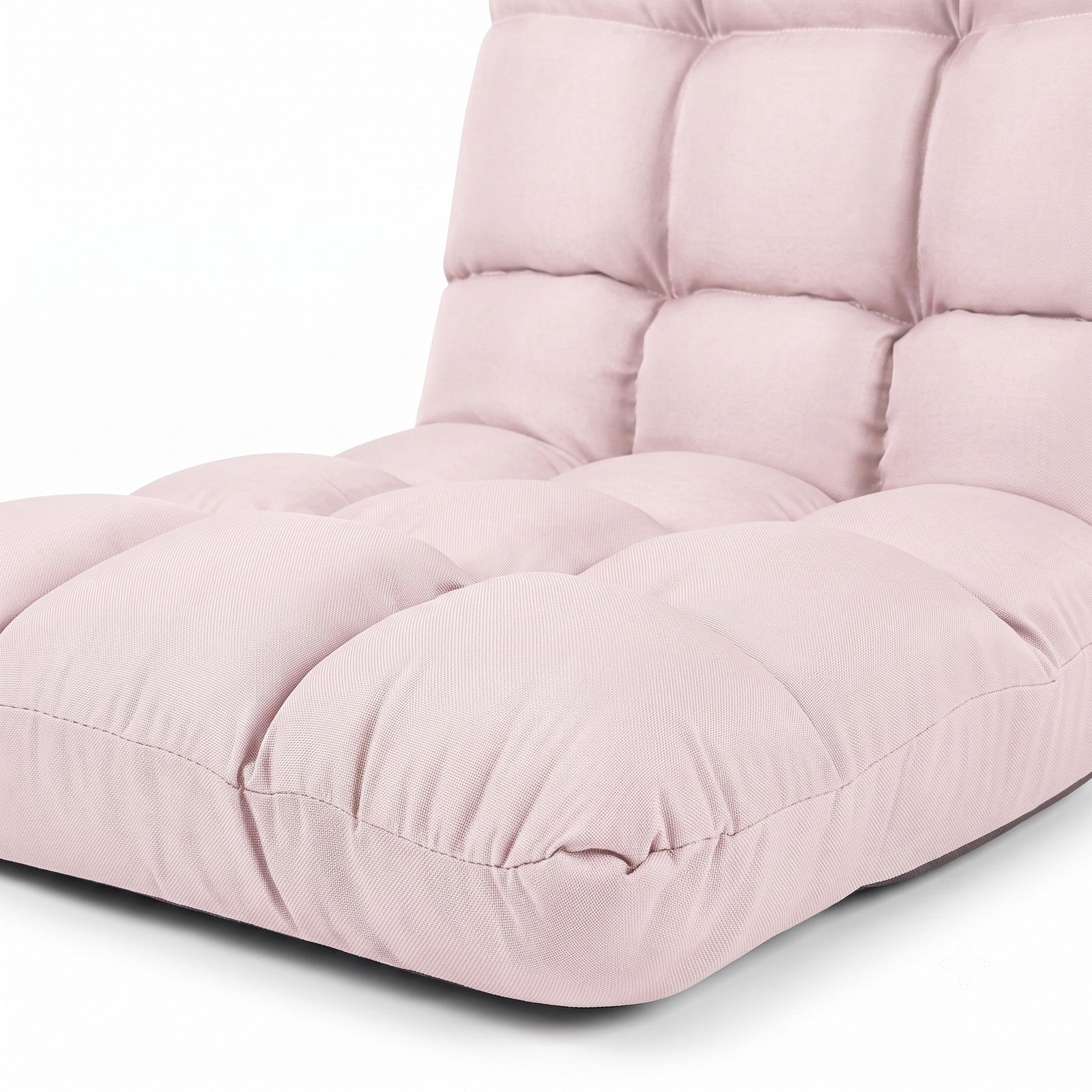 Furnibear 14-Position Adjustable Folding Floor Gaming Chair, Padded Lazy Recliner Sofa with Reclining Backrest for Living Room Bedroom Reading, Light Pink