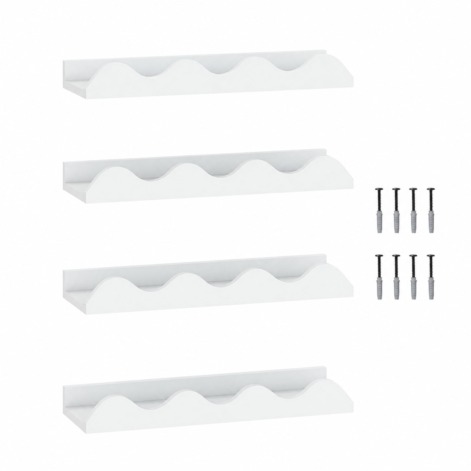 Furnibear 16 Inch Bookshelf Set of 4 Floating Book Shelves for Decoration Book Toy Storage for Living Room Home Office Bedroom Display Storage, White