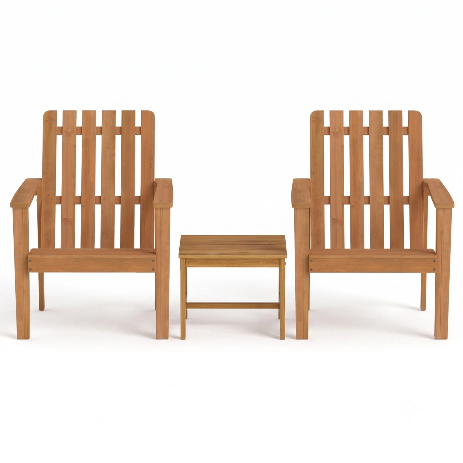 Furnibear 17-Inch Square Patio Acacia Wood Side Table with Slatted Top, Set of 2 Outdoor End Tables for Garden Poolside Deck, Natural