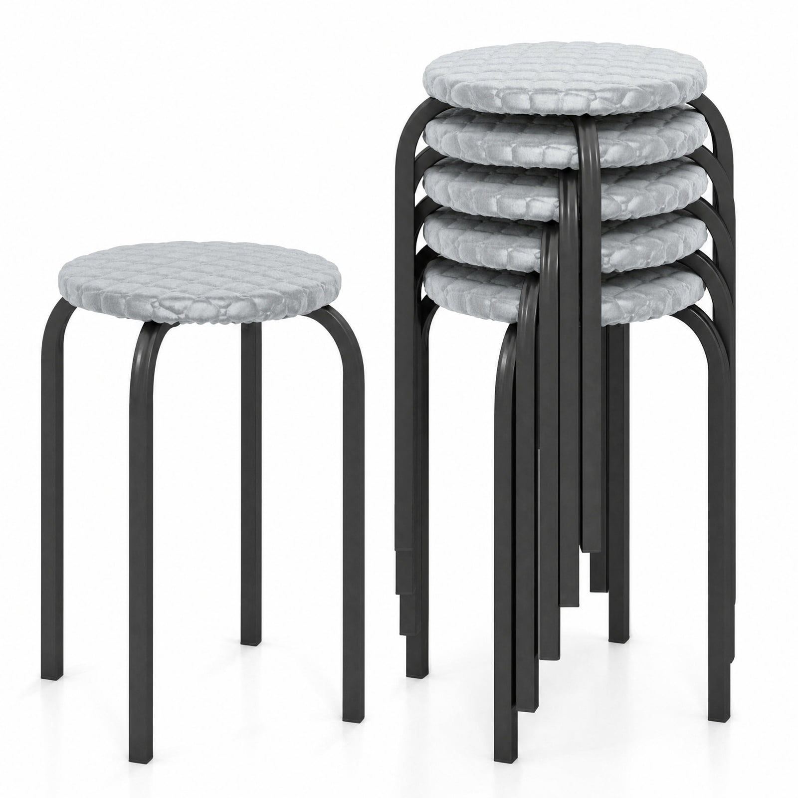 Furnibear 18 Inch Round Stackable Stools with Removable Washable Covers Set of 6