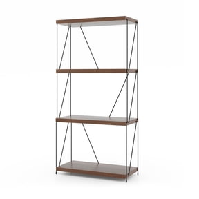 Furnibear 2/3/4/5-Tier Multipurpose Display Rack with Metal Frame-4-Tier Walnut, 23.5" x 11.5" x 18"