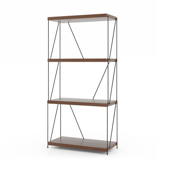 Furnibear 2/3/4/5-Tier Multipurpose Display Rack with Metal Frame-4-Tier Walnut, 23.5" x 11.5" x 18"