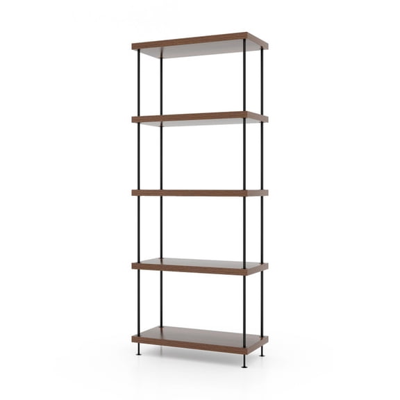 Furnibear 2/3/4/5-Tier Multipurpose Display Rack with Metal Frame-5-Tier Walnut, 23.5" x 11.5" x 18"