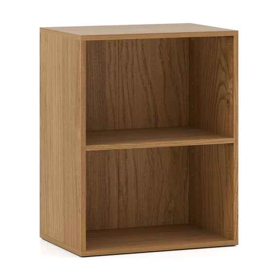 Furnibear 2-Cube Bookcase Floor Standing Open Bookshelf with 5-Position Adjustable Shelf Natural, 16.5" x 11.5" x 21"