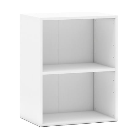 Furnibear 2-Cube Bookcase Floor Standing Open Bookshelf with 5-Position Adjustable Shelf White, 16.5" x 11.5" x 21"