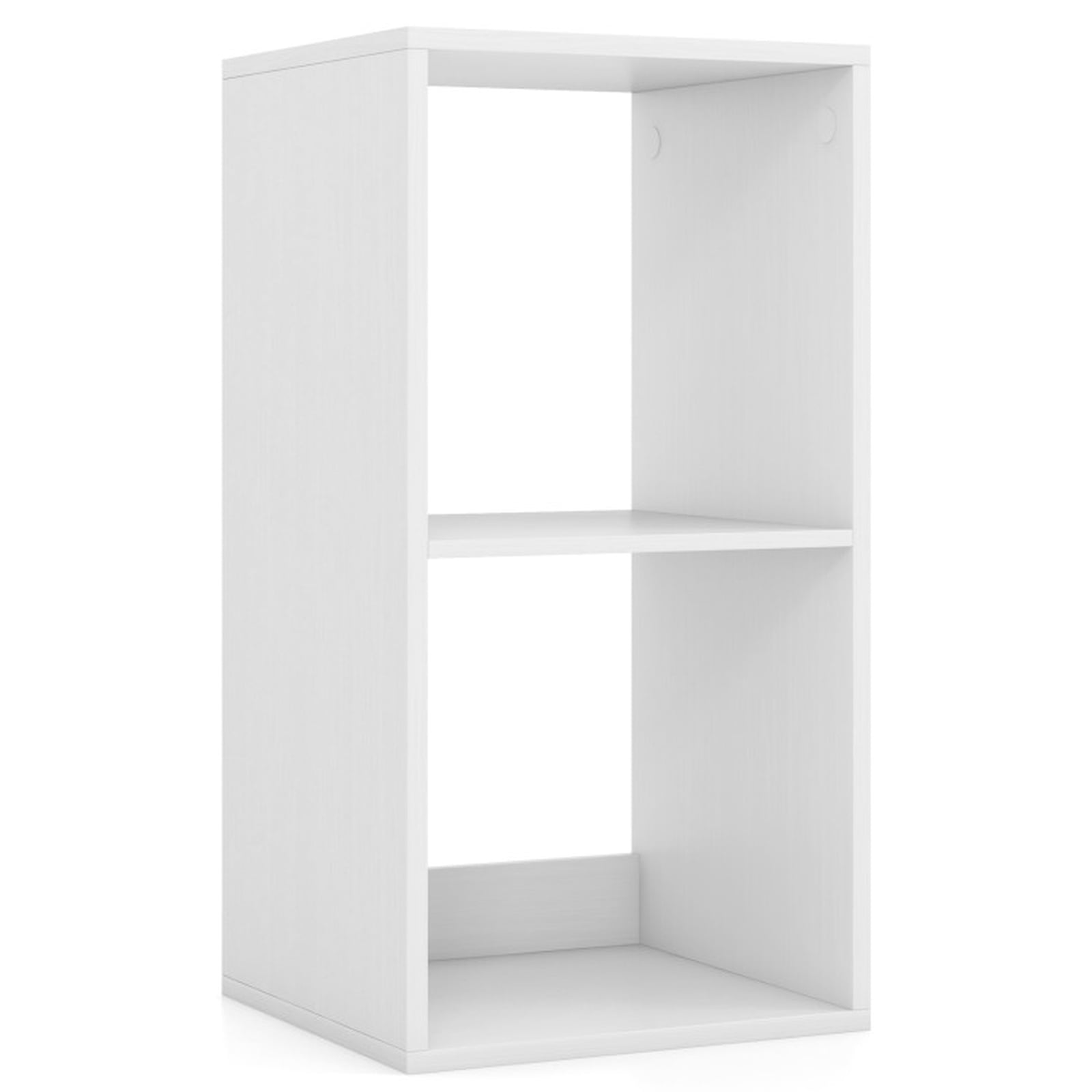 Furnibear 2 Cube Bookshelf with Back Guardrail for Living Room Bedroom White, 14" x 13" x 27.5" - Open Storage Display Rack for Home Office