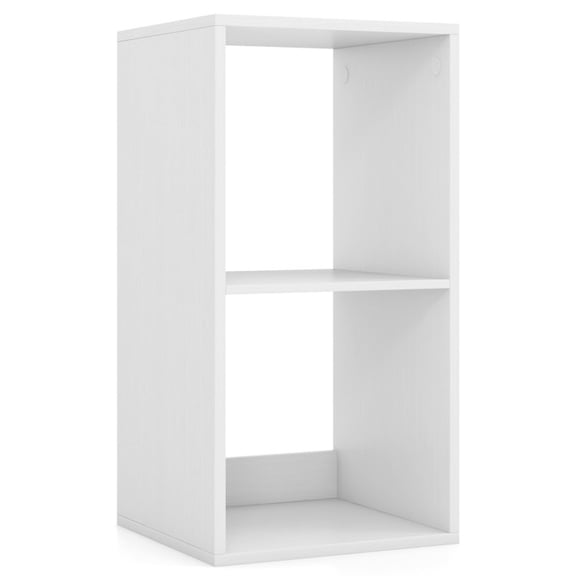 Furnibear 2 Cube Bookshelf with Back Guardrail for Living Room Bedroom White, 14" x 13" x 27.5" - Open Storage Display Rack for Home Office