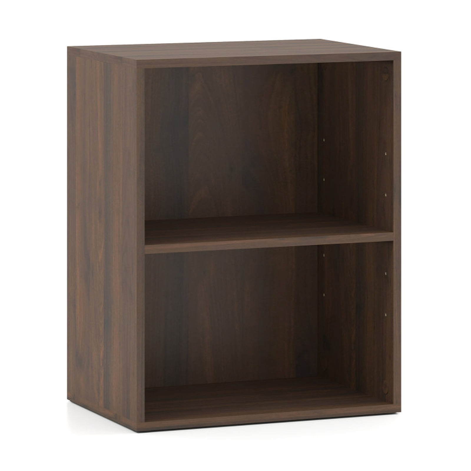 Furnibear 2-Cube Floor Standing Open Bookshelf with 5-Position Adjustable Shelf and Anti-Slip Foot Pads for Books Photos and Storage Boxes, Brown