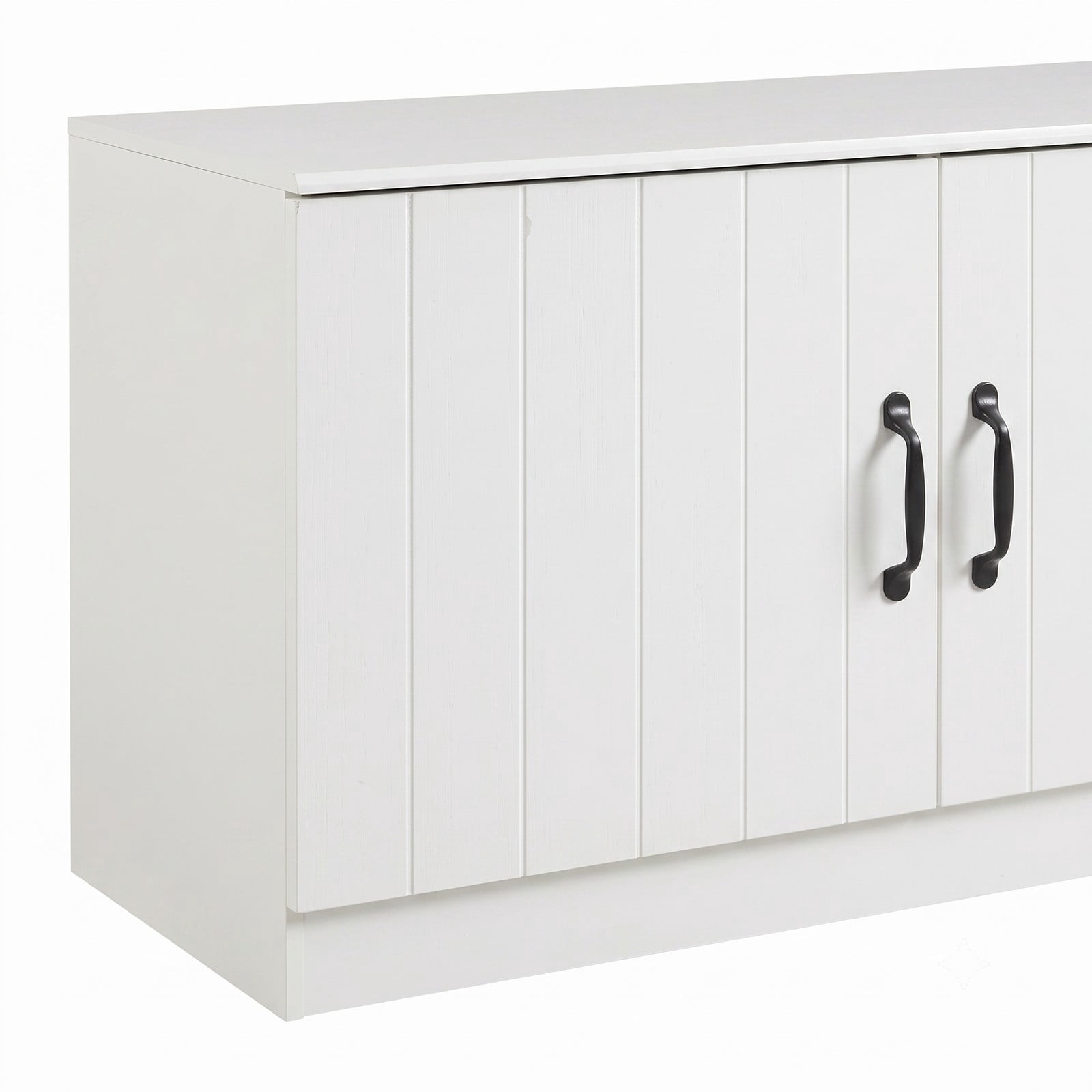 Furnibear 2-Door Shoe Bench Storage Cabinet with Adjustable Shelves and Wide Seat for Entryway Hallway and Bedroom, White