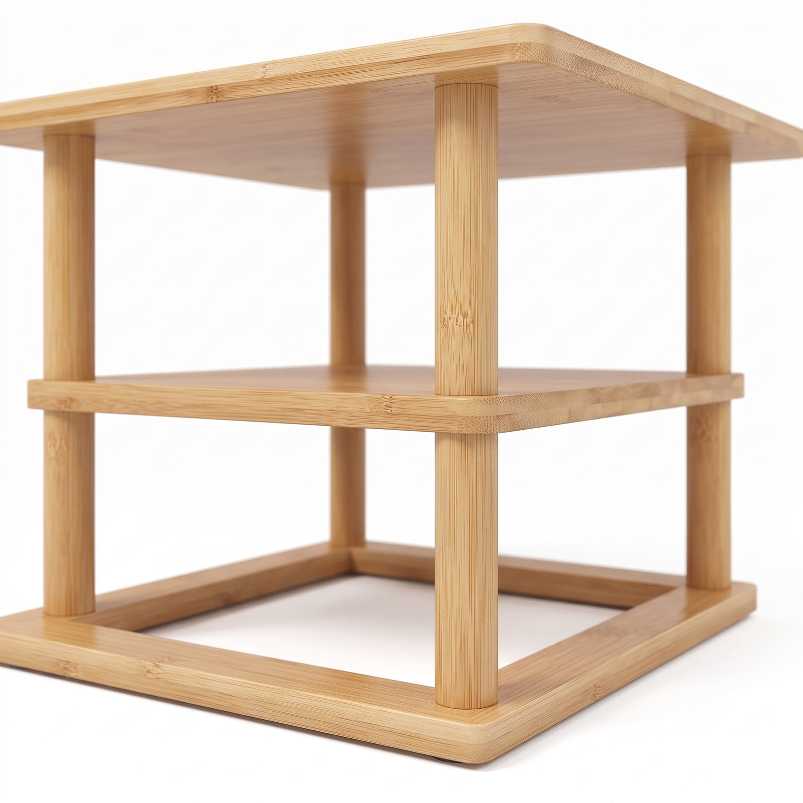 Furnibear 2-Piece Bamboo Side Table Set with Storage Shelves, 2-Tier End Table Nightstand for Living Room Bedroom Home Office, Rectangular Sofa Couch Accent, Natural