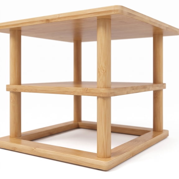 Furnibear 2-Piece Bamboo Side Table Set with Storage Shelves, 2-Tier End Table Nightstand for Living Room Bedroom Home Office, Rectangular Sofa Couch Accent, Natural