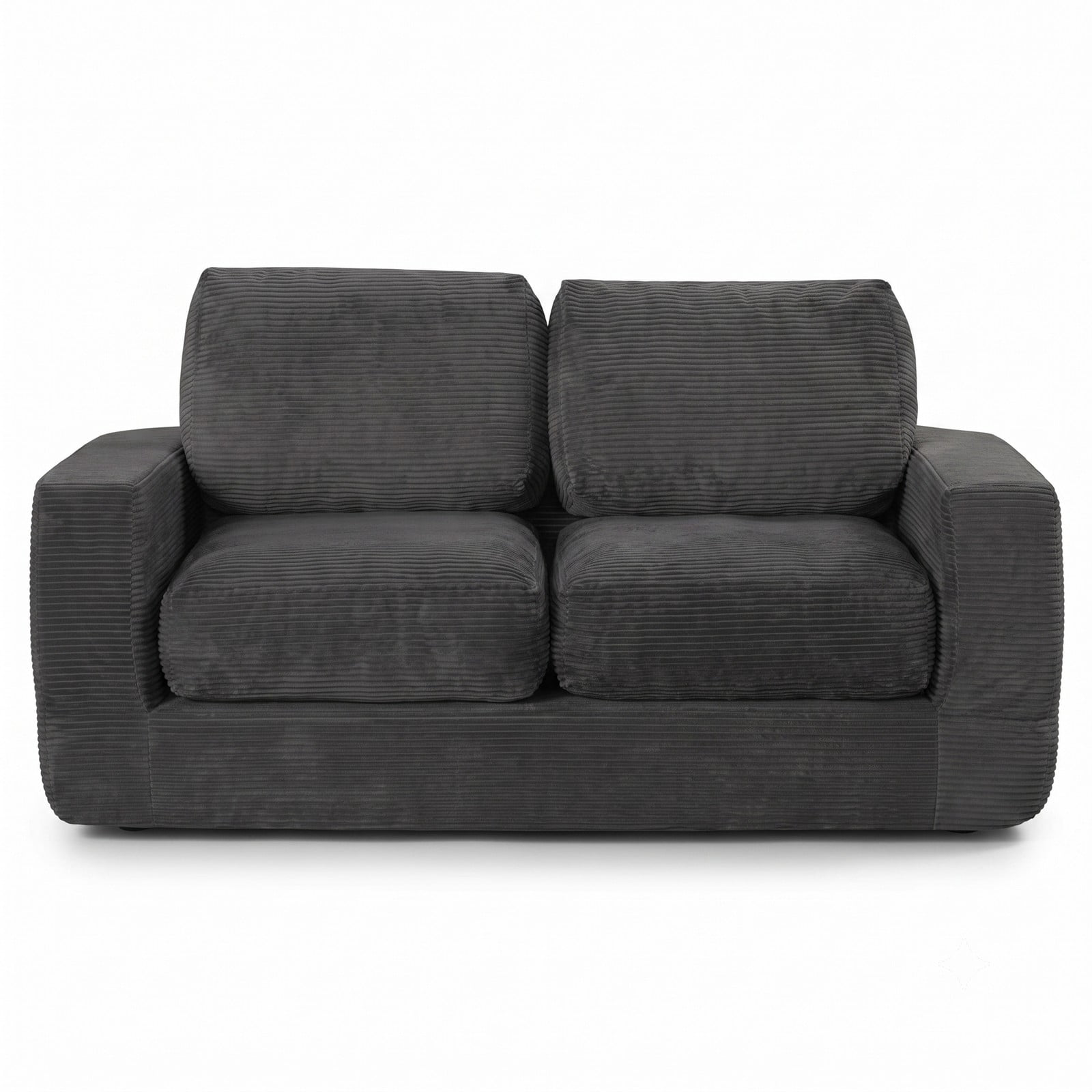 Furnibear 2-Seater Floor Couch Loveseat, Convertible Foam Sofa Lazy Couch with Removable Corduroy Cover, High-Density Sponge Filled Sofa Bed for Living Room, Black
