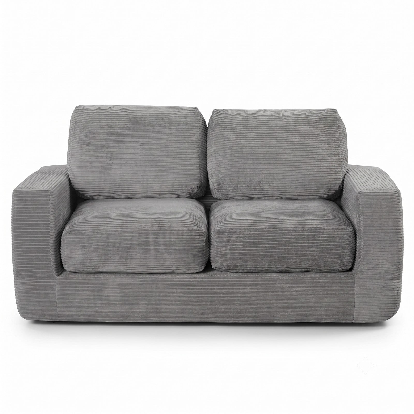 Furnibear 2-Seater Floor Couch Loveseat, Convertible Foam Sofa Lazy Couch with Removable Corduroy Cover, High-Density Sponge Filled Sofa Bed for Living Room, Gray