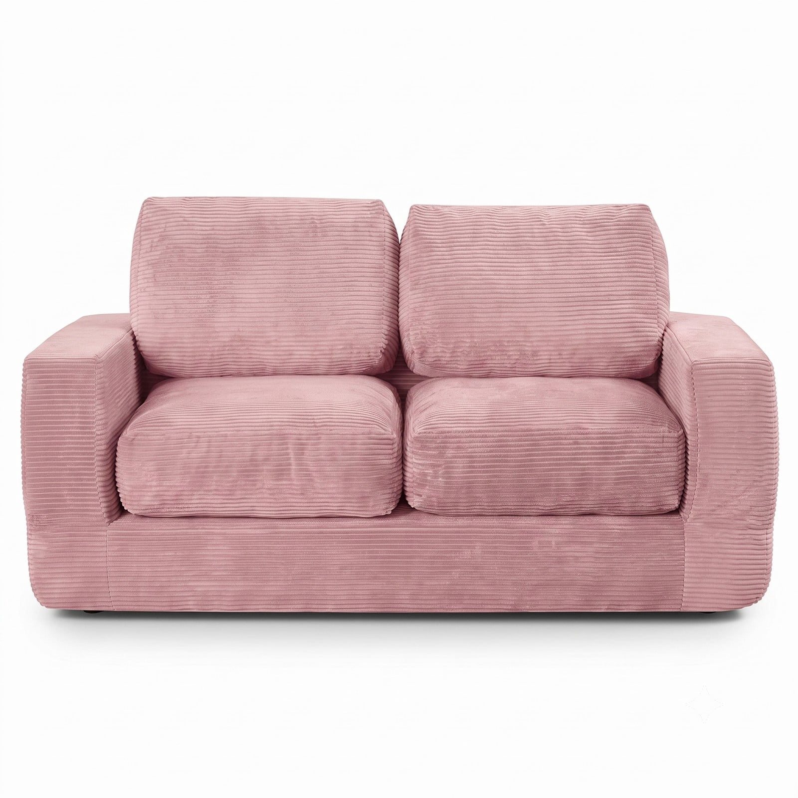 Furnibear 2-Seater Floor Couch Loveseat, Convertible Foam Sofa Lazy Couch with Removable Corduroy Cover, High-Density Sponge Filled Sofa Bed for Living Room, Pink