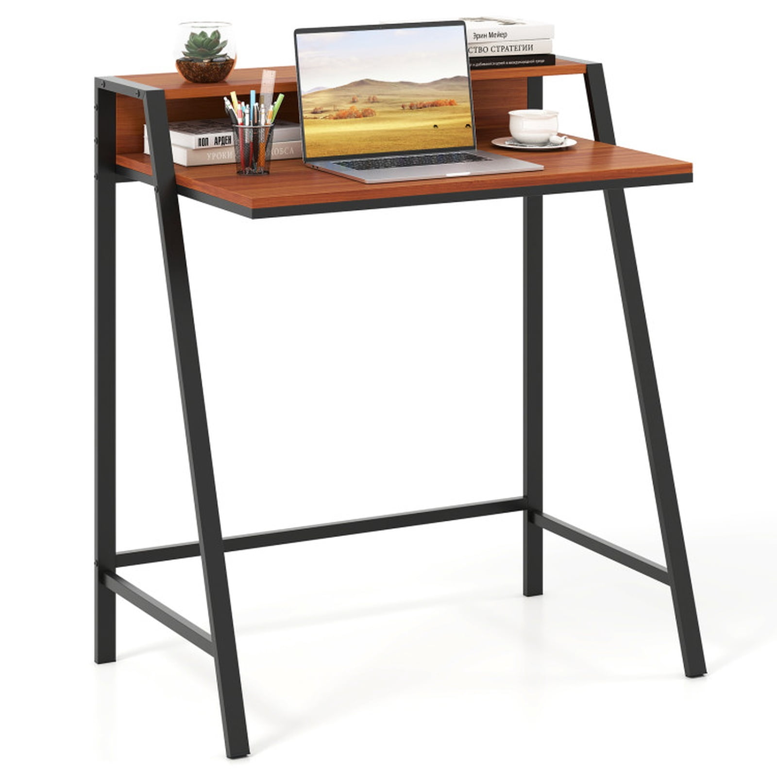Furnibear 2 Tier Computer Desk PC Laptop Table Study Writing ...