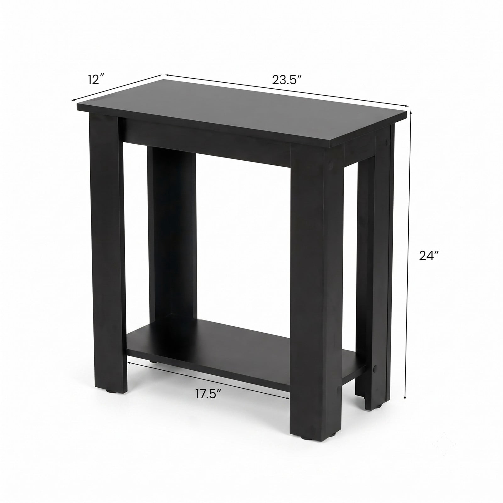Furnibear 2-Tier Modern End Table with Storage Shelf, Compact Wooden Nightstand Sofa Side Table for Living Room Bedroom Small Spaces, Black