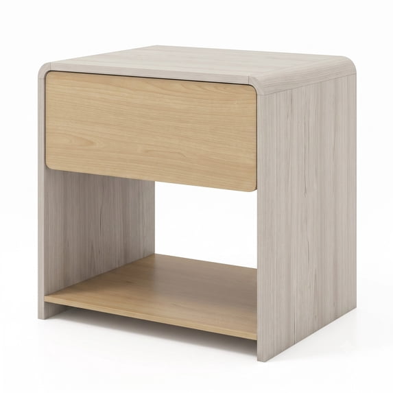 Furnibear 2-Tier Modern Nightstand with Drawer and Open Shelf plus ...
