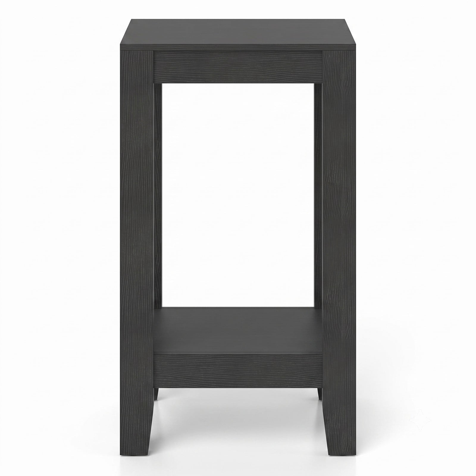 Furnibear 2-Tier Nightstand End Side Table with Wooden Legs and Bottom Storage Shelf for Bedroom Living Room, Compact Anti-Toppling Sofa Side Accent Table, Black