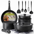 thumbnail image 1 of Furnibear 20pcs Pots and Pans Set Nonstick, Kitchen Ceramic Cookware Set for RV and Camping, with Pots Protectors and Cooking Utensils, Black, 1 of 10