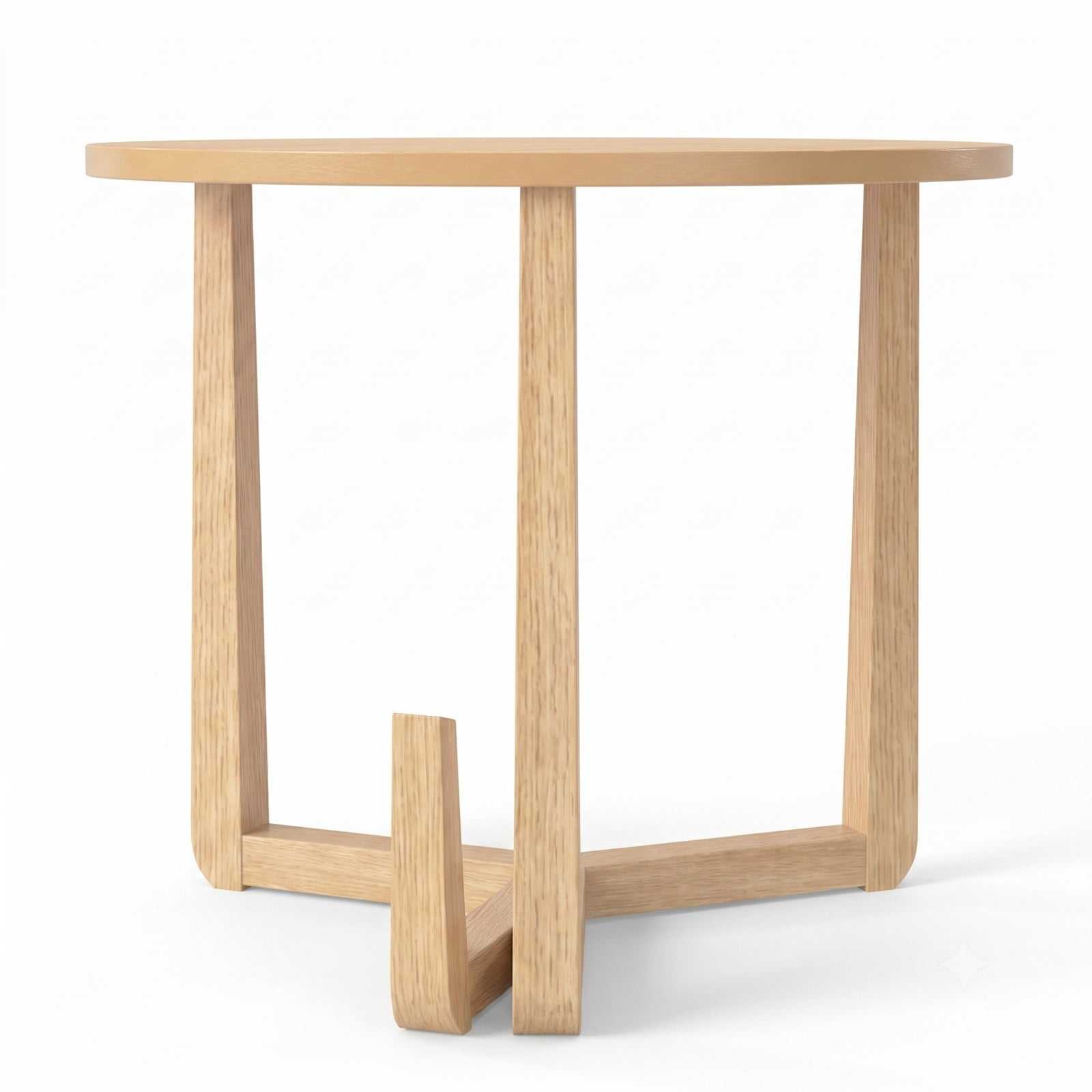 Furnibear 22.5 Inch Round Side Table, Farmhouse End Table with Sturdy Rubber Wood Legs and Triangular Base, Wooden Accent Nightstand Sofa Table for Living, Natural