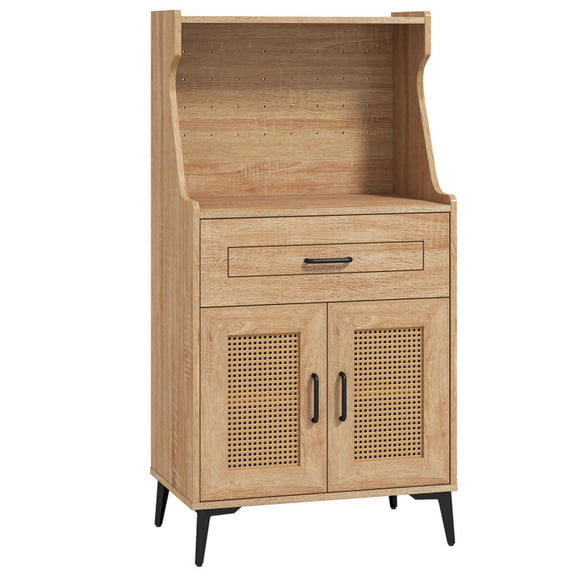 Furnibear 23.5" Kitchen Bakers Rack with Storage and Drawer with 1 Drawer and Adjustable Shelves for Kitchen Dining Room - Oak
