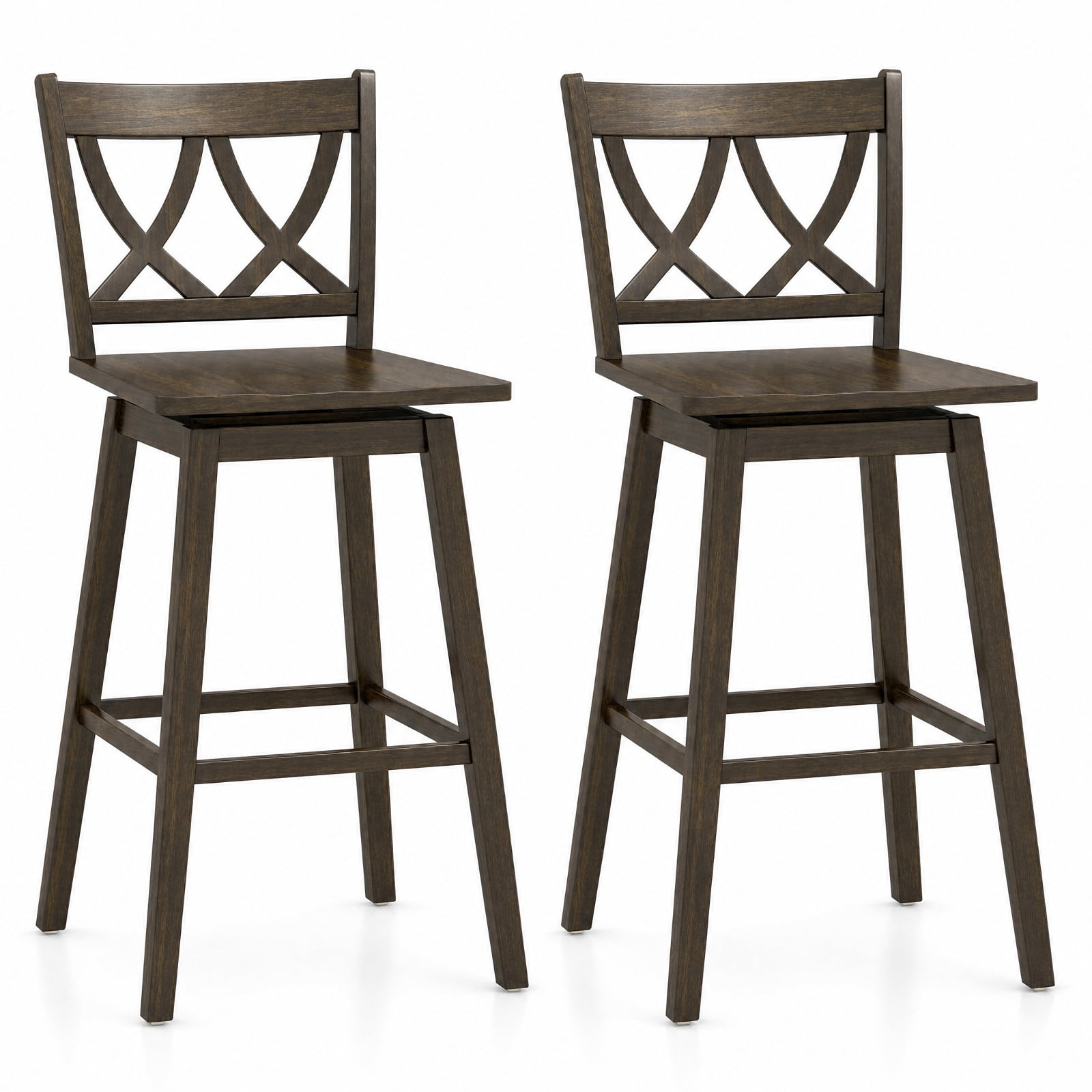 Furnibear 24/29 Inch Bar Stool Set of 2 Wooden Bar Chairs with Rubber Wood Frame-29 inches for Kitchen Island Counter Bar Pub Dining Home, Gray