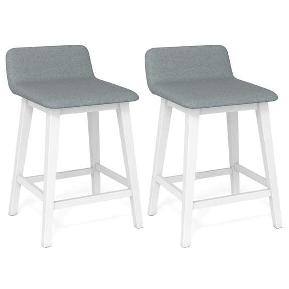 Furnibear 24 Inch Counter Height Bar Stools Set of 2 with Low Back, White