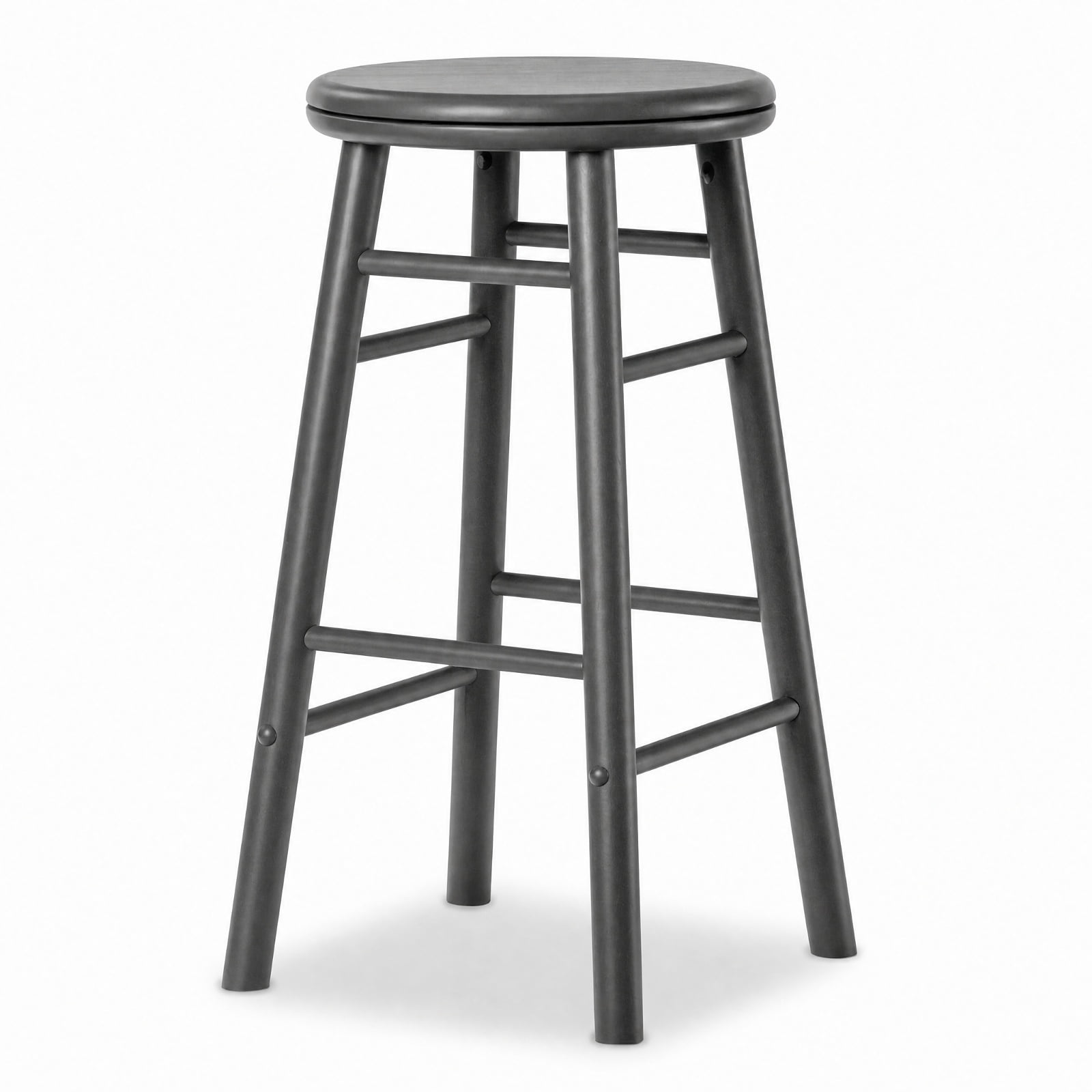 Furnibear 24 Inch Gray Swivel Bar Stools Set of 2 Rubber Wood Counter Chairs with Footrests and Crossbars