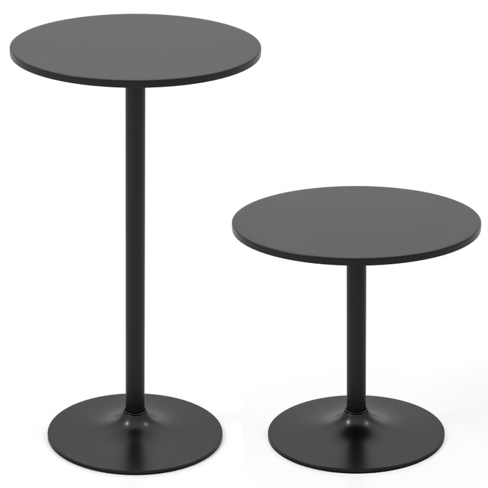 Furnibear 24 Inch Modern Round Cocktail Table with Metal Base and MDF Top-Set of 2 for Living Room Home Office Apartment Sofa Couch Center, Dark Brown