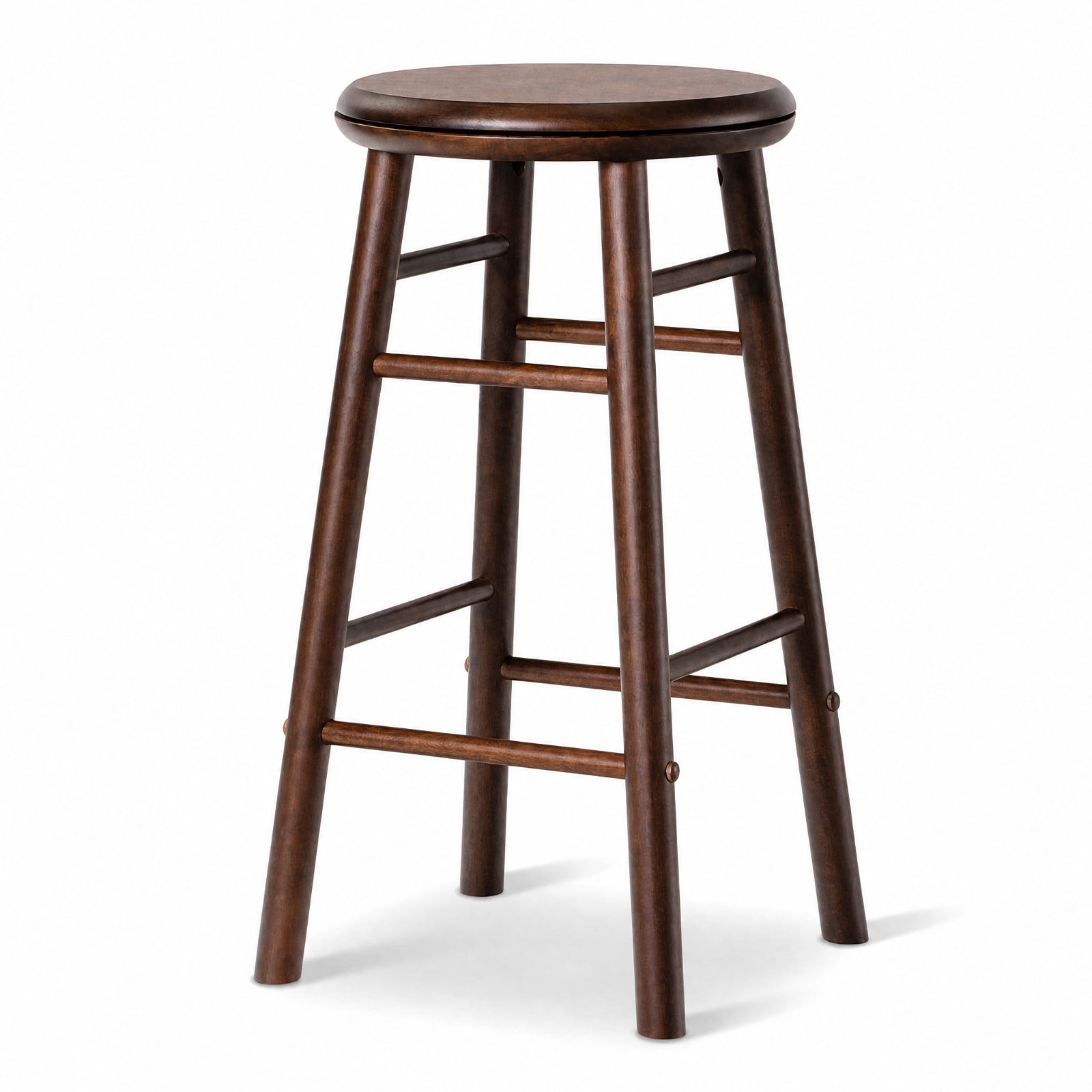 Furnibear 24" Swivel Bar Stools Set of 2 with Footrests & Crossbars for Kitchen Island Counter Bar Pub Dining Home, Walnut