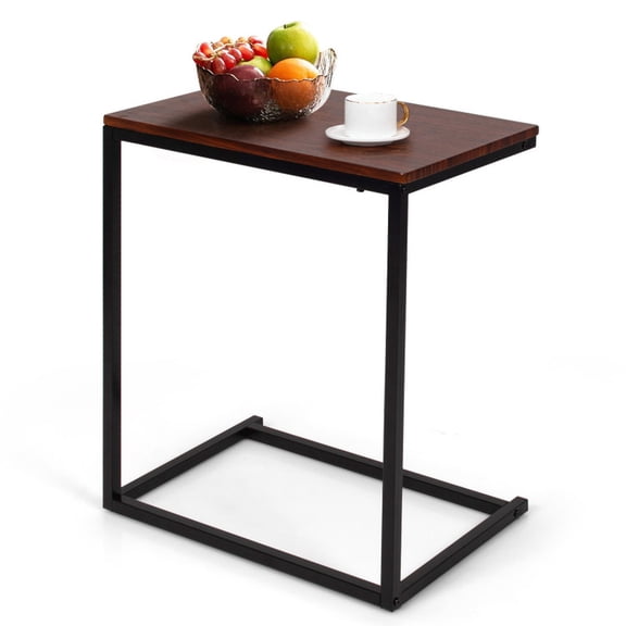 Furnibear 26 Inch Beside Sofa Laptop Holder End Stand Desk, Rustic Brown