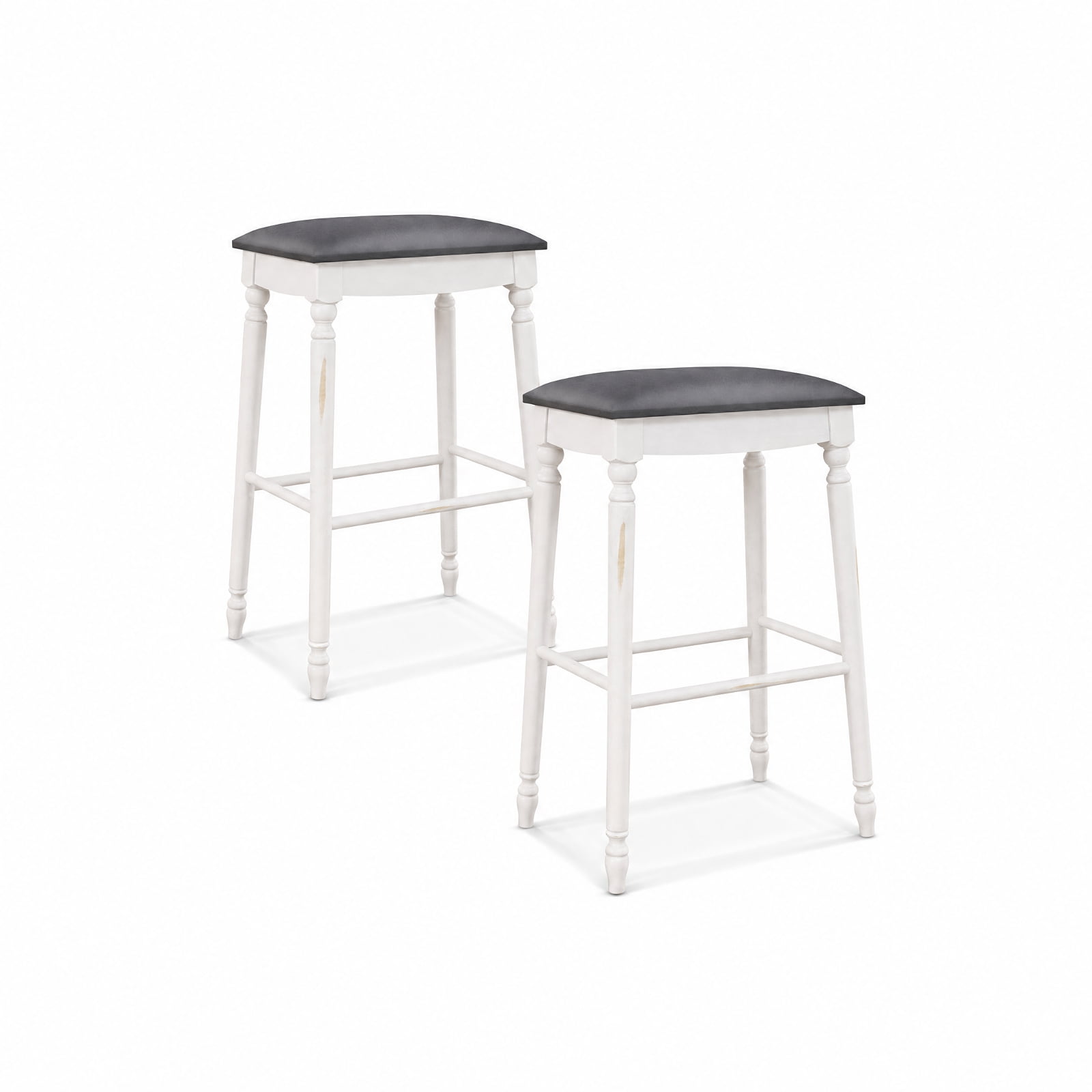 Furnibear 29 Inch Bar Stool Set of 2 with Padded Seat Cushions and Wood Legs-29 inches for Kitchen Island Counter Bar Pub Dining Home, White