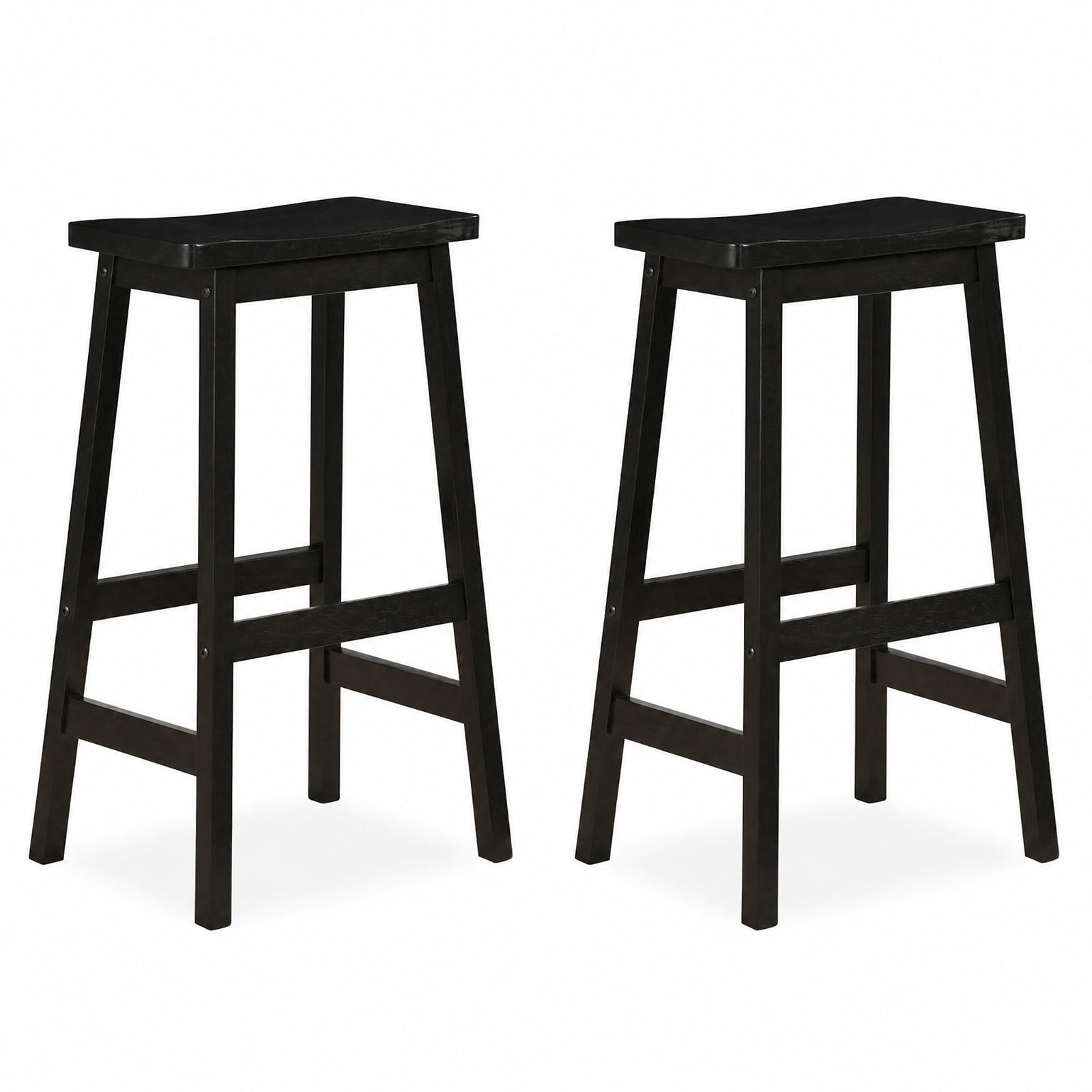 Furnibear 29" Set of 2 Saddle-Seat Counter Height Stools with Curved Seat and Footrests for Kitchen Island Counter Bar Pub Dining Home, Black