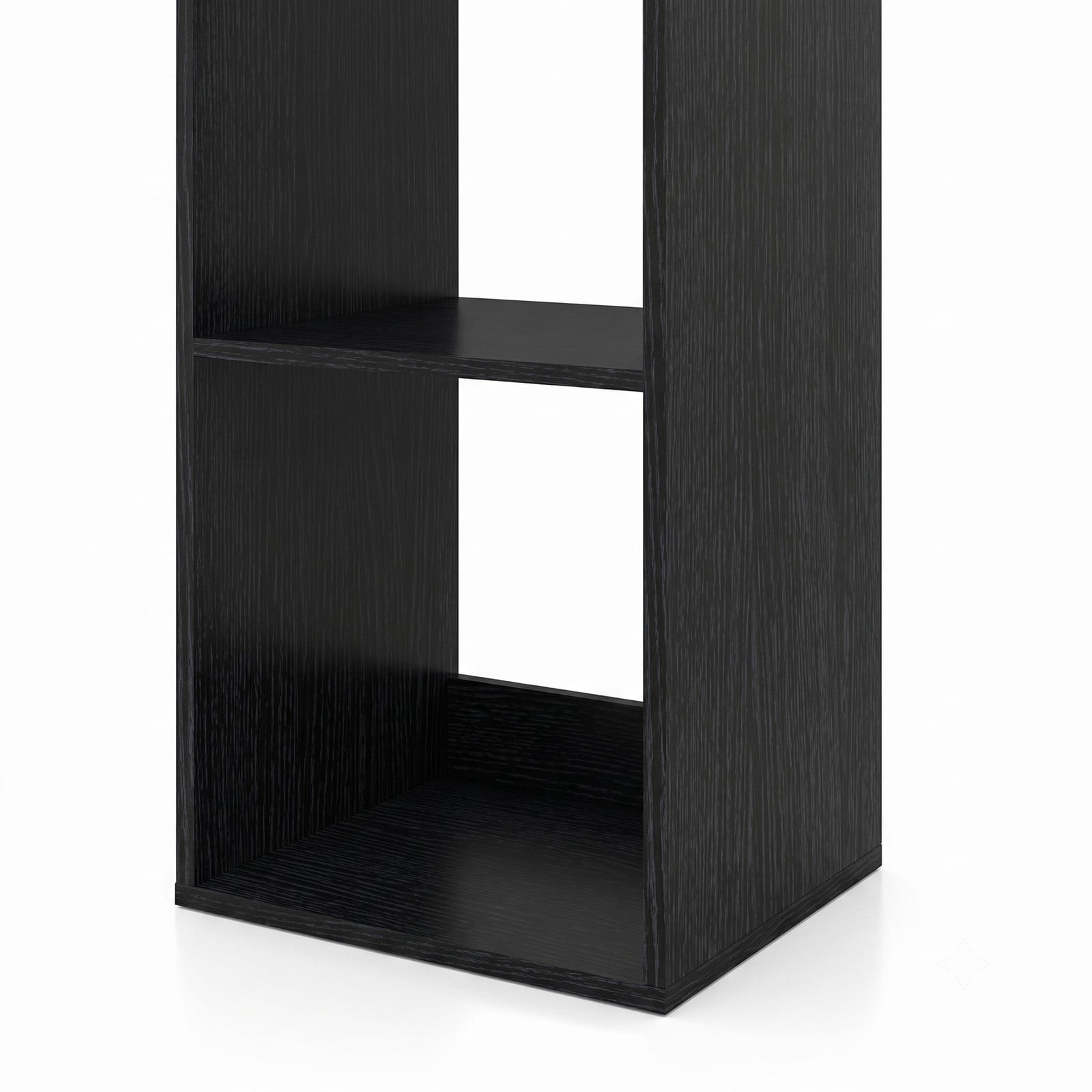 Furnibear 3 Cube Bookshelf with Back Guardrail, Engineered Wood Cube Storage Organizer Bookcase Display Shelf for Living Room Bedroom Home Office with, Black