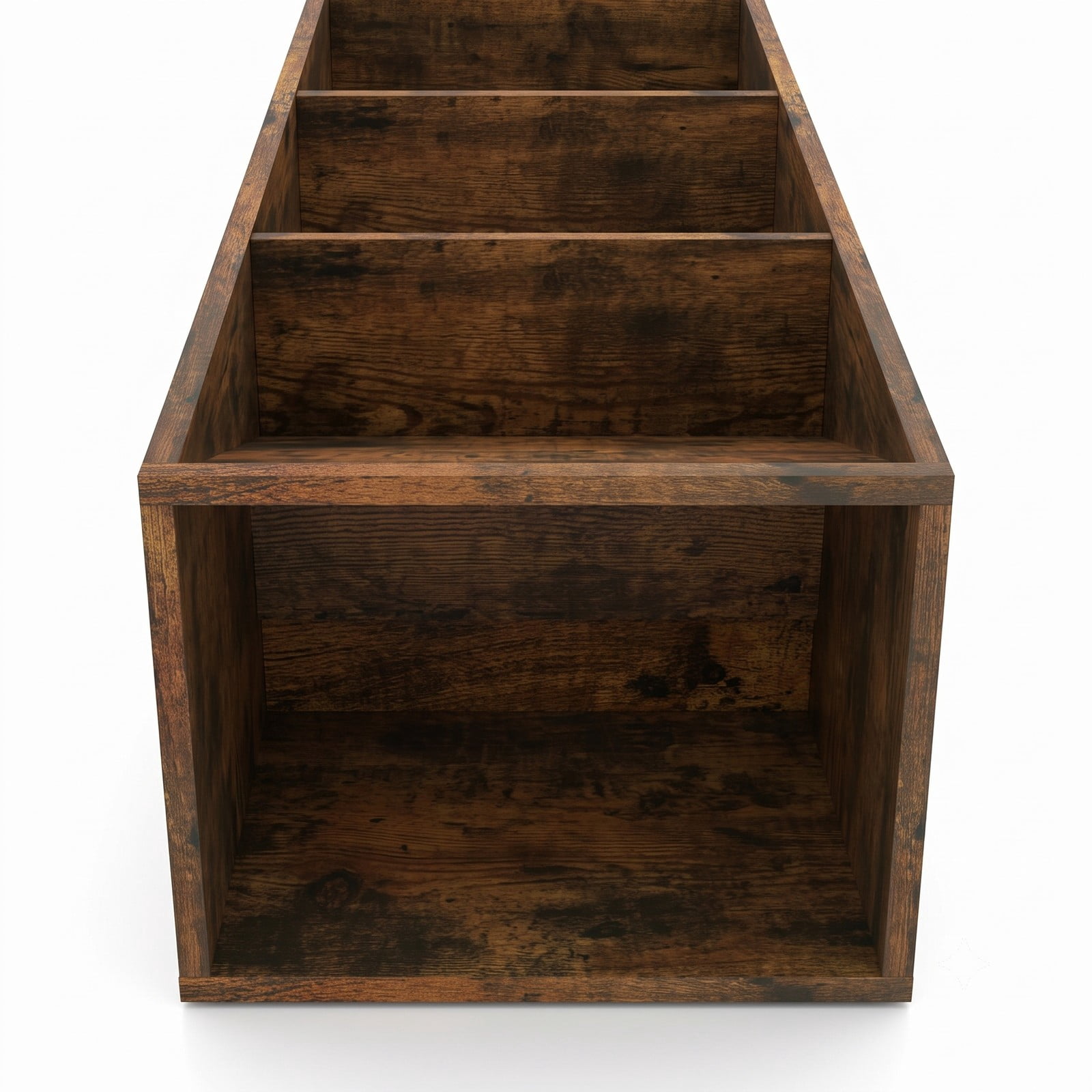 Furnibear 3 Cube Bookshelf with Back Guardrail, Engineered Wood Cube Storage Organizer Bookcase Display Shelf for Living Room Bedroom Home Office with, Brown