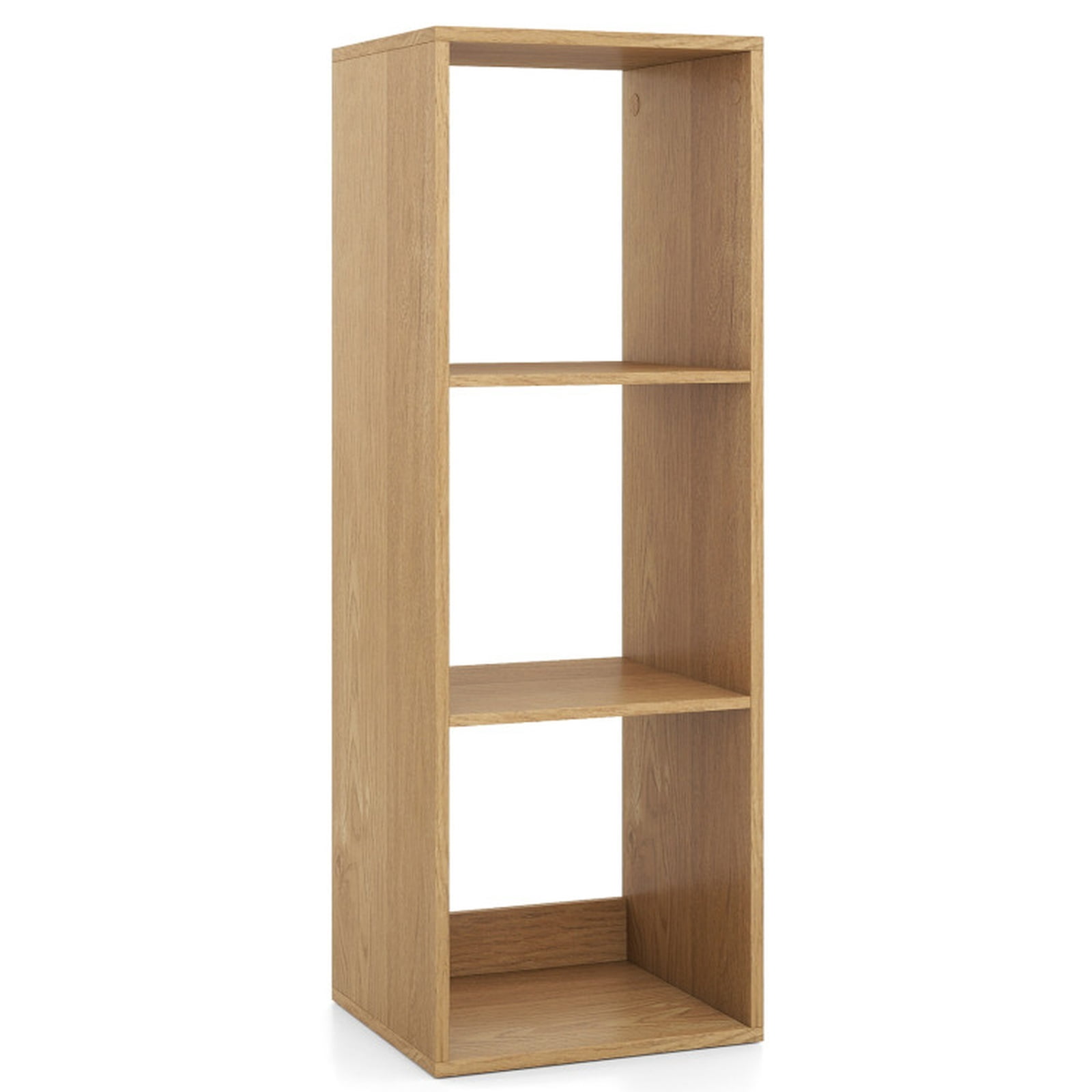 Furnibear 3-Cube Bookshelf with Back Guardrail Reinforced Crossbar and Anti-Tipping Kits for Living Room and Bedroom Books and Storage Boxes, Natural