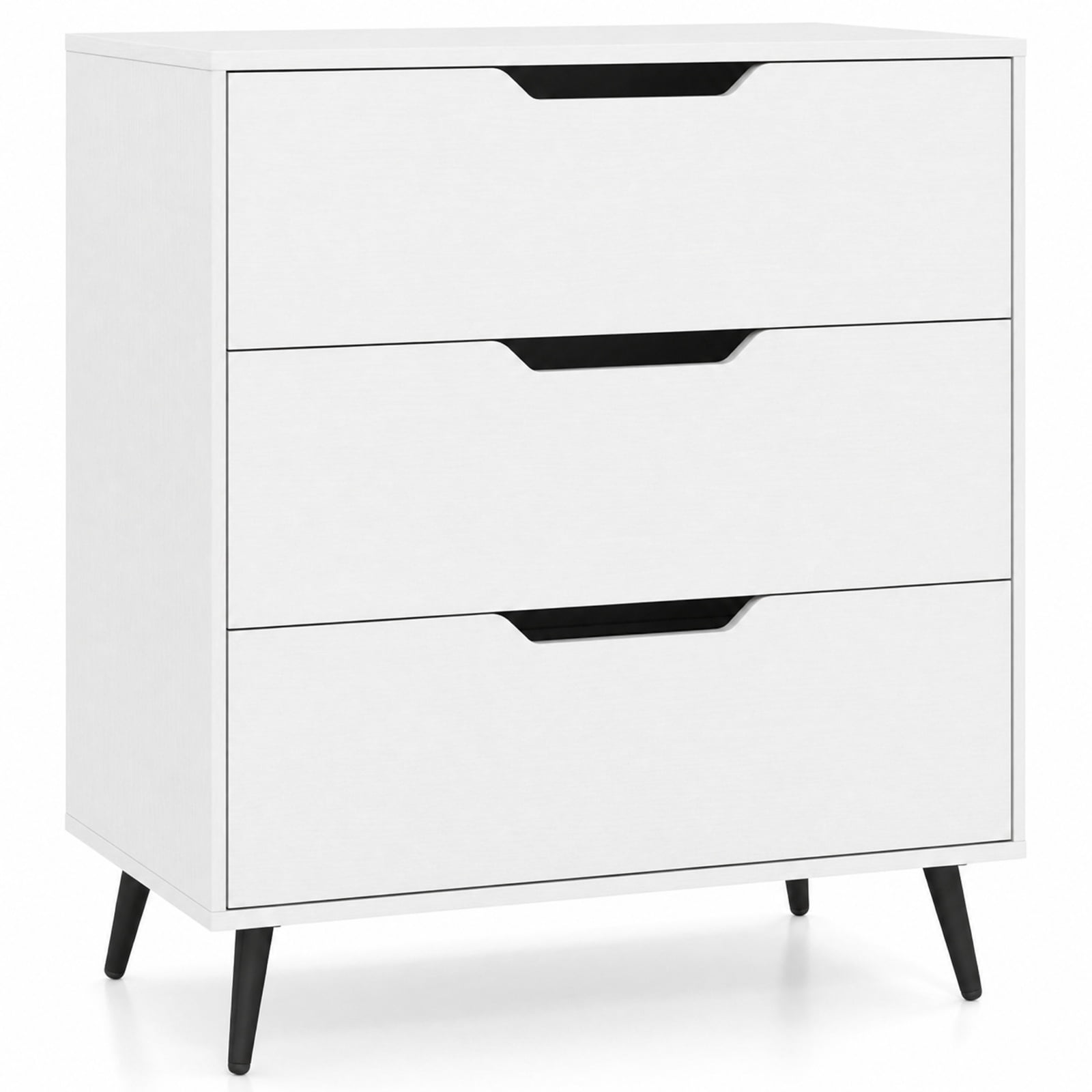 Furnibear 3-Drawer Rustic Farmhouse Wooden Storage Dresser for Bedroom Closet Living Room Nursery Clothes Storage, White