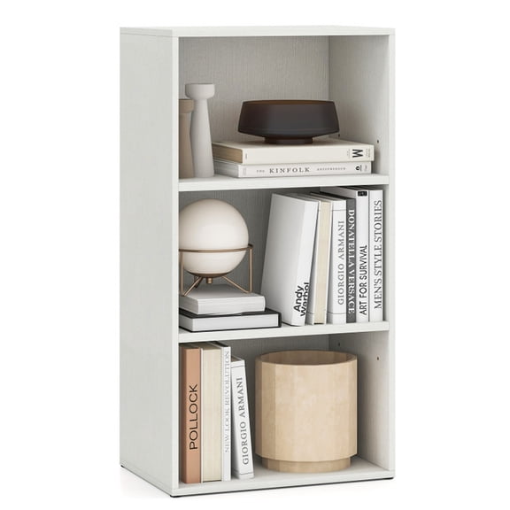 Furnibear 3 Open Shelf Bookcase Modern Storage Display Cabinet White, 16.5" x 11.5" x 31.5" - Open Storage Display Rack for Home Office