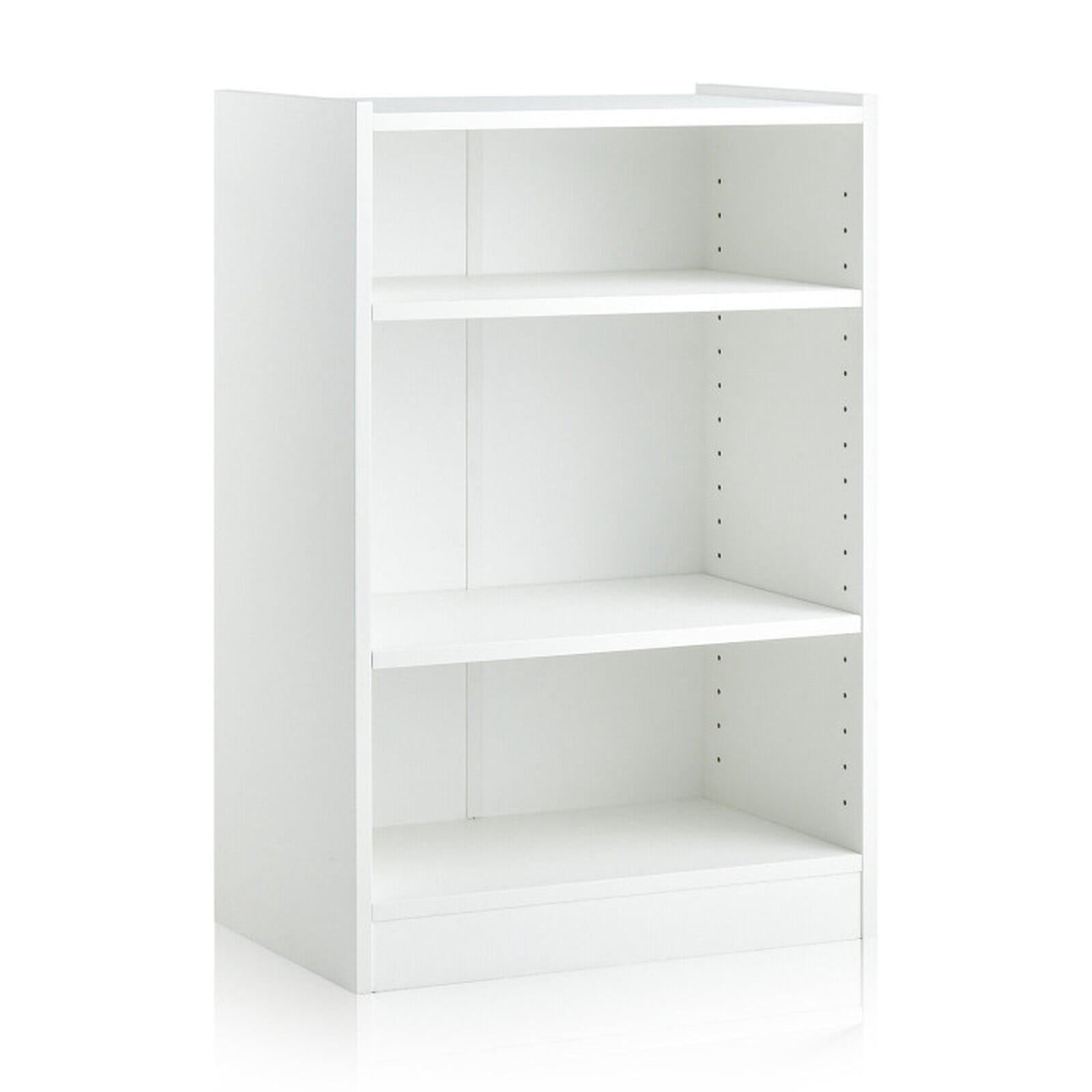 Furnibear 3-Tier Bookcase Open Display Rack Cabinet with Adjustable Shelves White, 19.5" x 12" x 29.5"