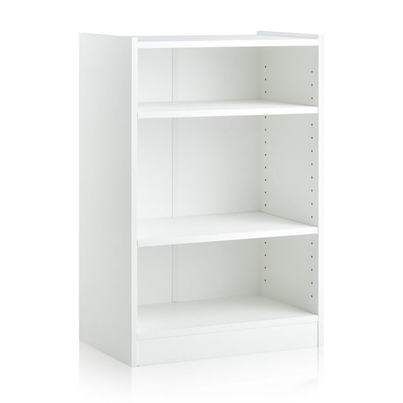 Furnibear 3-Tier Bookcase Open Display Rack Cabinet with Adjustable Shelves White, 19.5" x 12" x 29.5"
