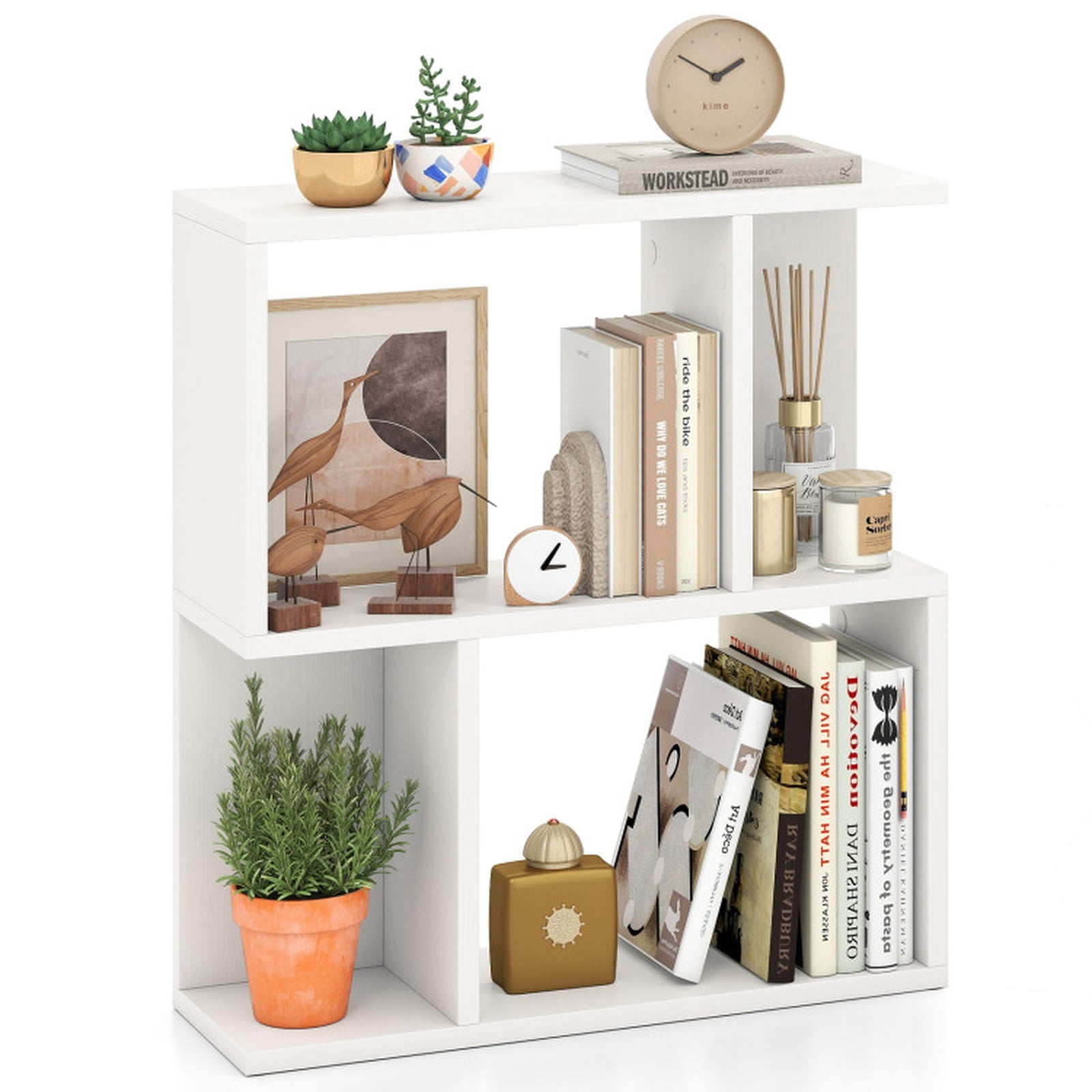 Furnibear 3-Tier Bookshelf with Display Shelf for Small Space White, 20" x 7" x 22" - Open Storage Display Rack for Home Office