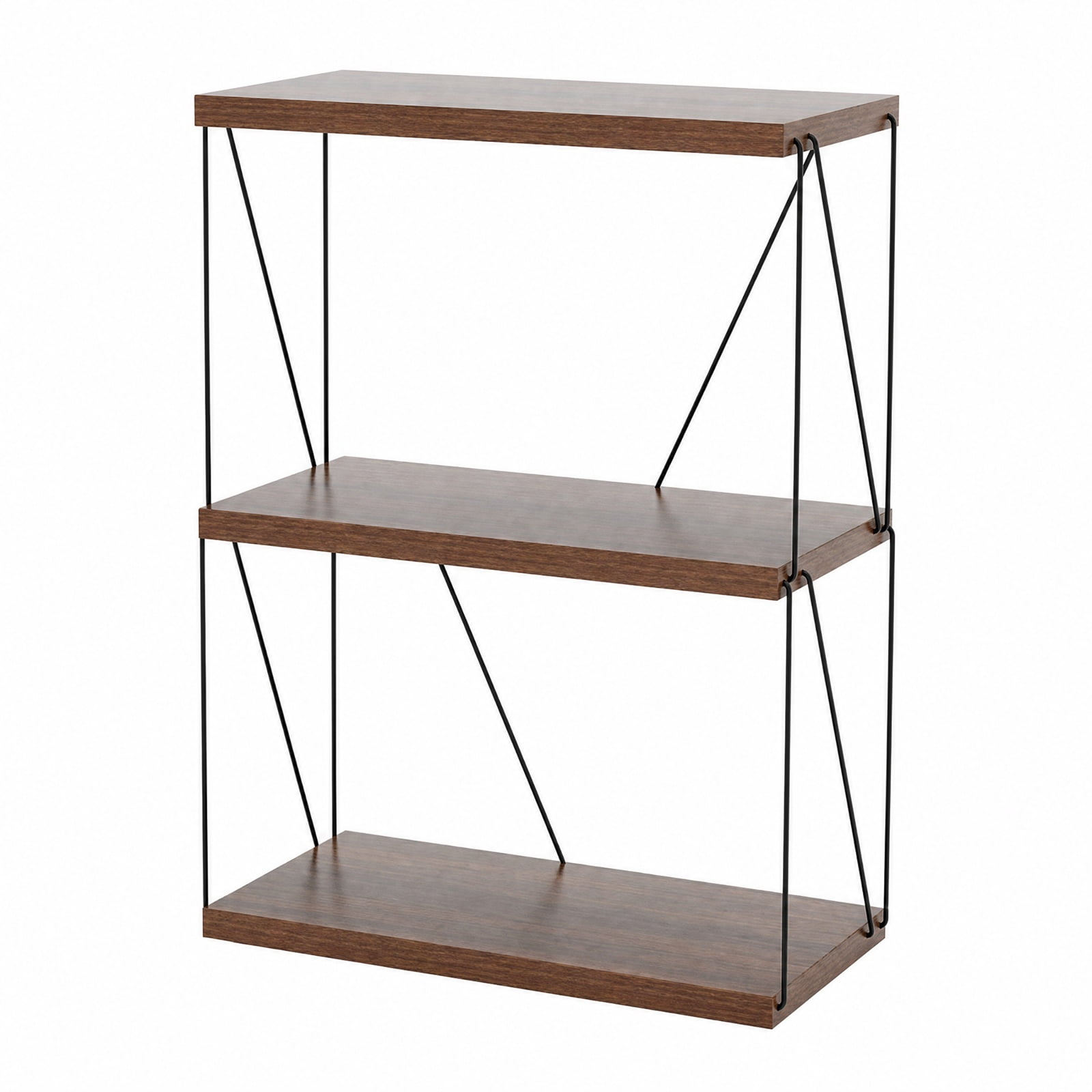 Furnibear 3-Tier Multipurpose Display Rack with Metal Frame for Living Room Home Office Bedroom Display Storage Shelf, Walnut