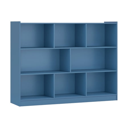 Furnibear 3-Tier Open Bookcase 8-Cube Floor Standing Storage Shelves Blue, 48" x 12.5" x 36.5" - Open Storage Display Rack for Home Office