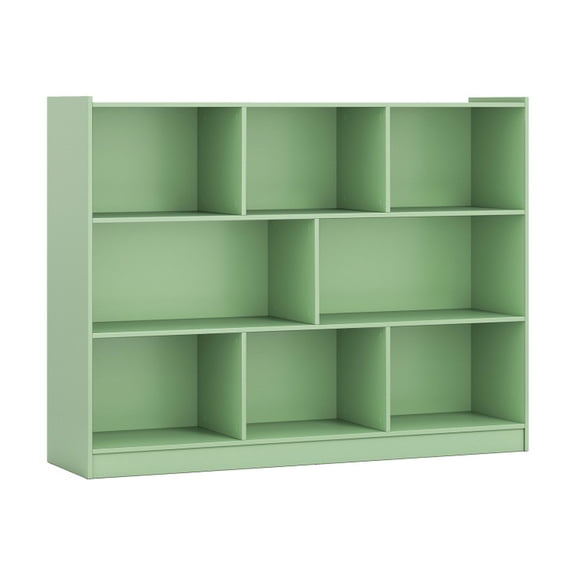 Furnibear 3-Tier Open Bookcase 8-Cube Floor Standing Storage Shelves Green, 48" x 12.5" x 36.5" - Open Storage Display Rack for Home Office