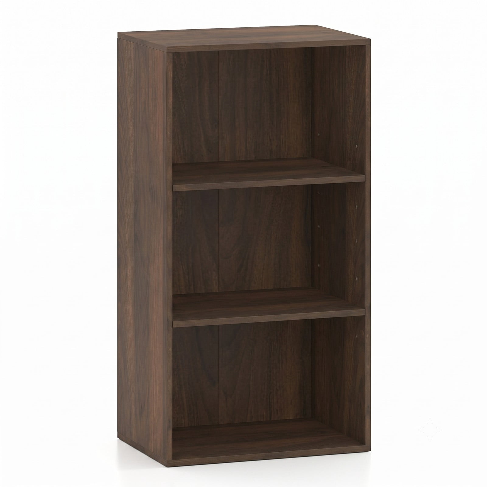 Furnibear 3-Tier Open Shelf Bookcase, Modern Freestanding Storage Display Cabinet with 2 Adjustable Shelves and Anti-Tip Kit for Living Room Bedroom Home, Walnut Brown