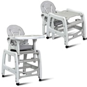 Furnibear 3-in-1 Convertible Baby High Chair with Lockable Universal Wheels and Removable Tray and Rocking Base for Babies and Toddlers 6 Months to 8 Years, Gray