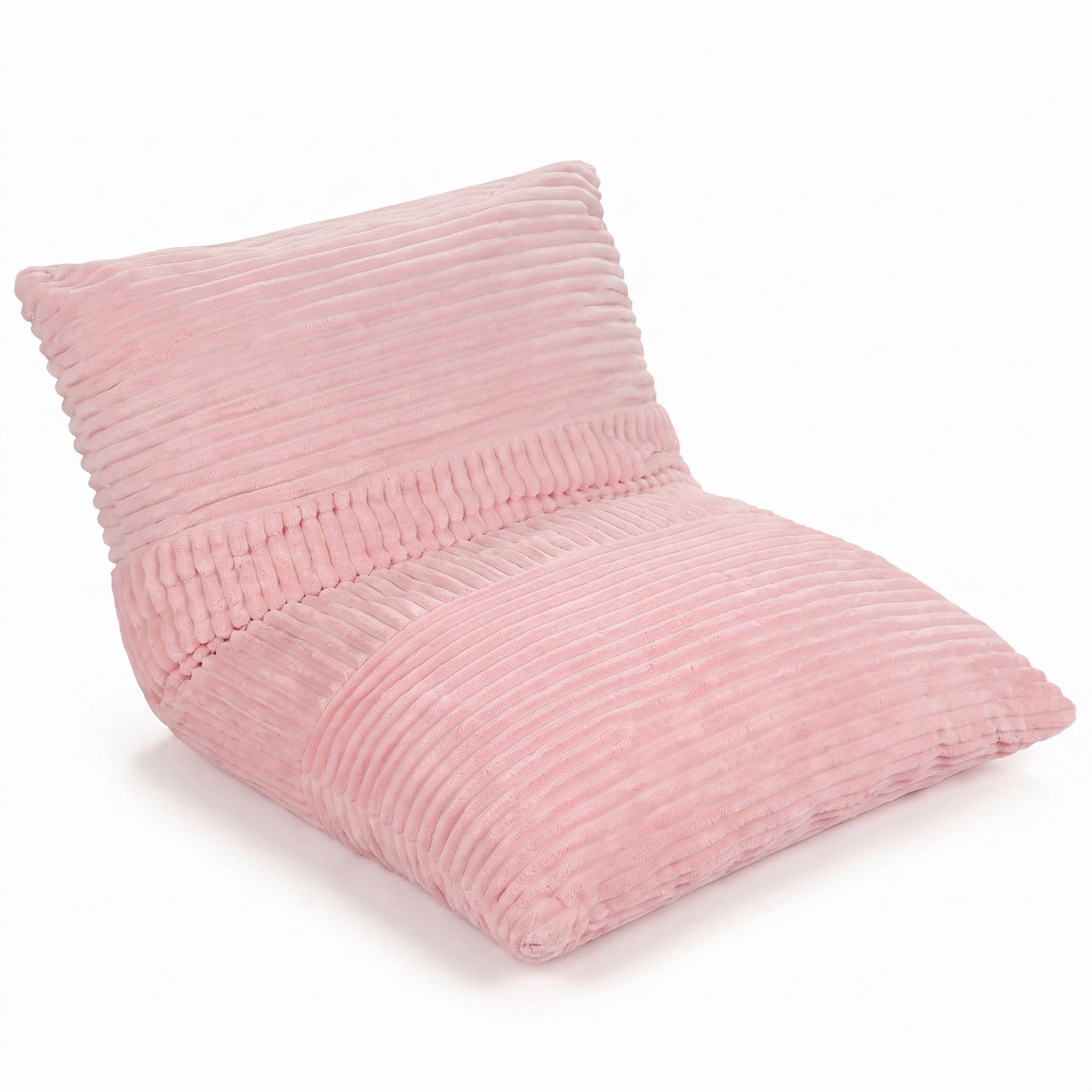 Furnibear 3-in-1 Large Bean Bag Chair, Convertible Corduroy Bean Bag Bed Sofa Lounger with Soft Sponge Filling and Removable Zippered Cover for Living Room, Pink