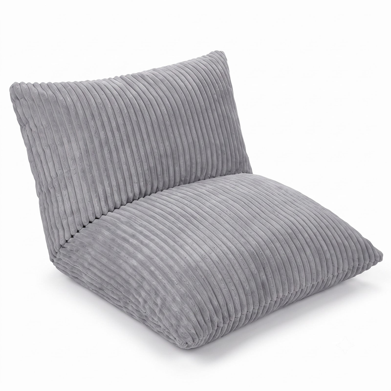 Furnibear 3-in-1 Large Bean Bag Chair, Convertible Corduroy Lounger Bed Sofa with Plush Sponge Fill and Washable Zippered Cover for Bedroom Dorm Living Room, Light Gray